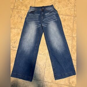 Women’s Flamingals Blue Jeans Size Medium Wide Leg High Rise